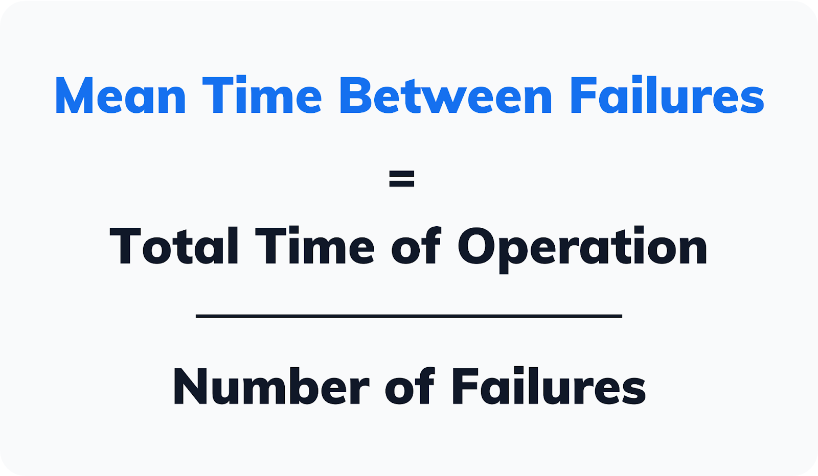 mean time between failures (MTBF) calculation based on total time of operation and number of failures