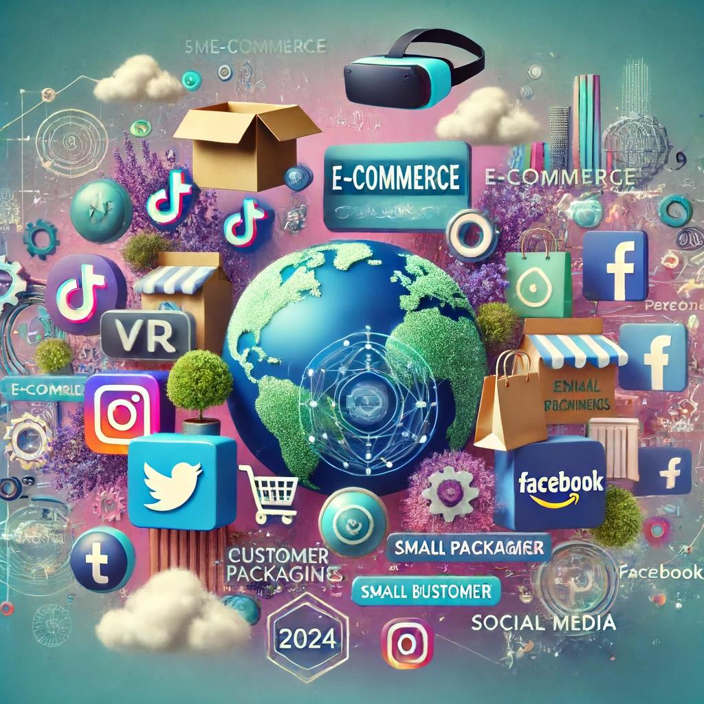 collage depicting the intersection of e-commerce and new technologies in 2024
