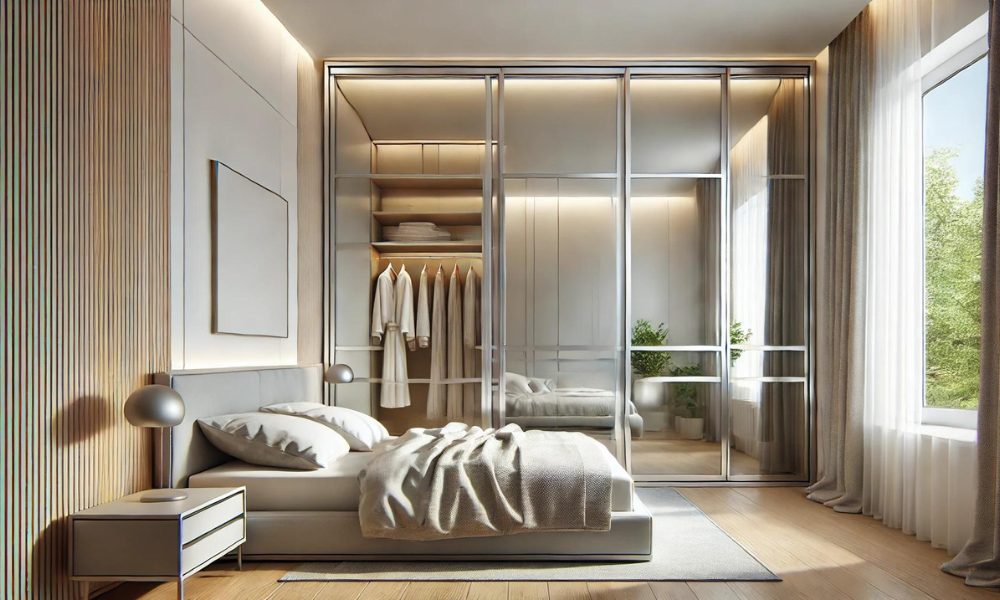 Space-Efficient Aluminium Glass Wardrobe