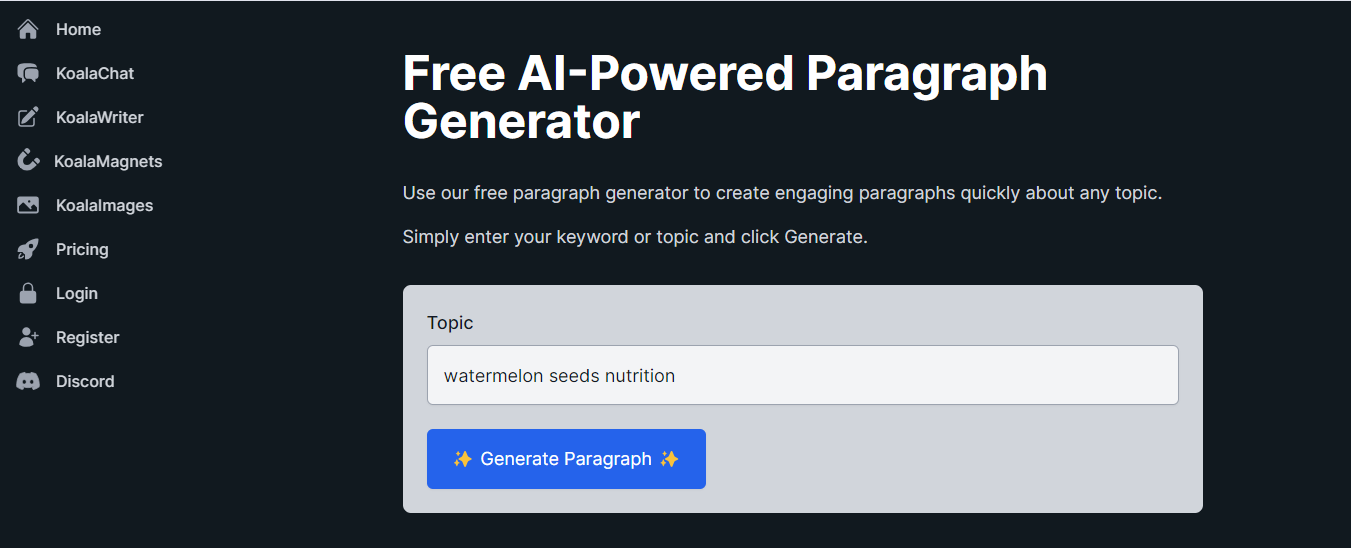 Koala.sh AI Paragraph Generator