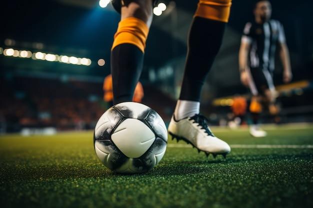 Soccer player on the field with ball