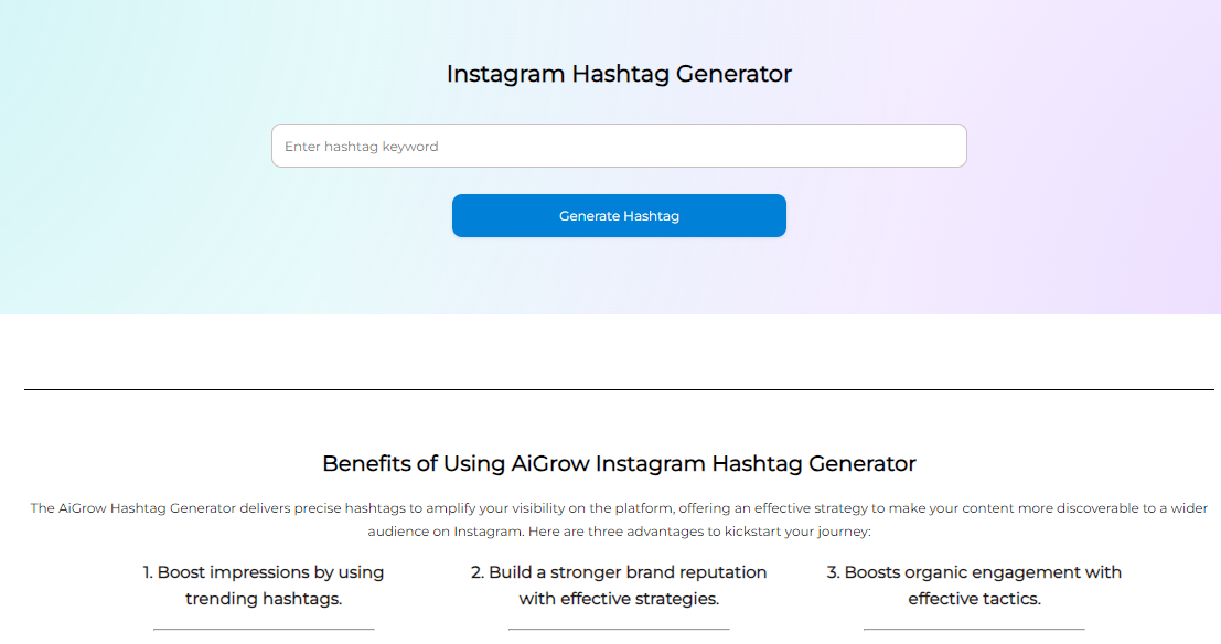 AiGrow Instagram Hashtag Generator