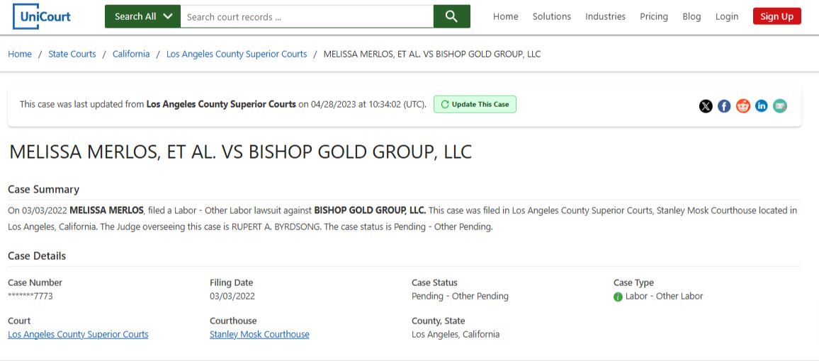 Bishop Gold Group lawsuit 1
