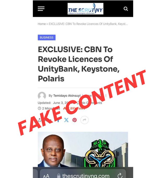 Misleading! Union, Polaris, Keystone Banks have not been dissolved