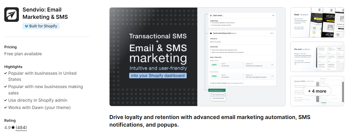 Sendvio email marketing & SMS app.