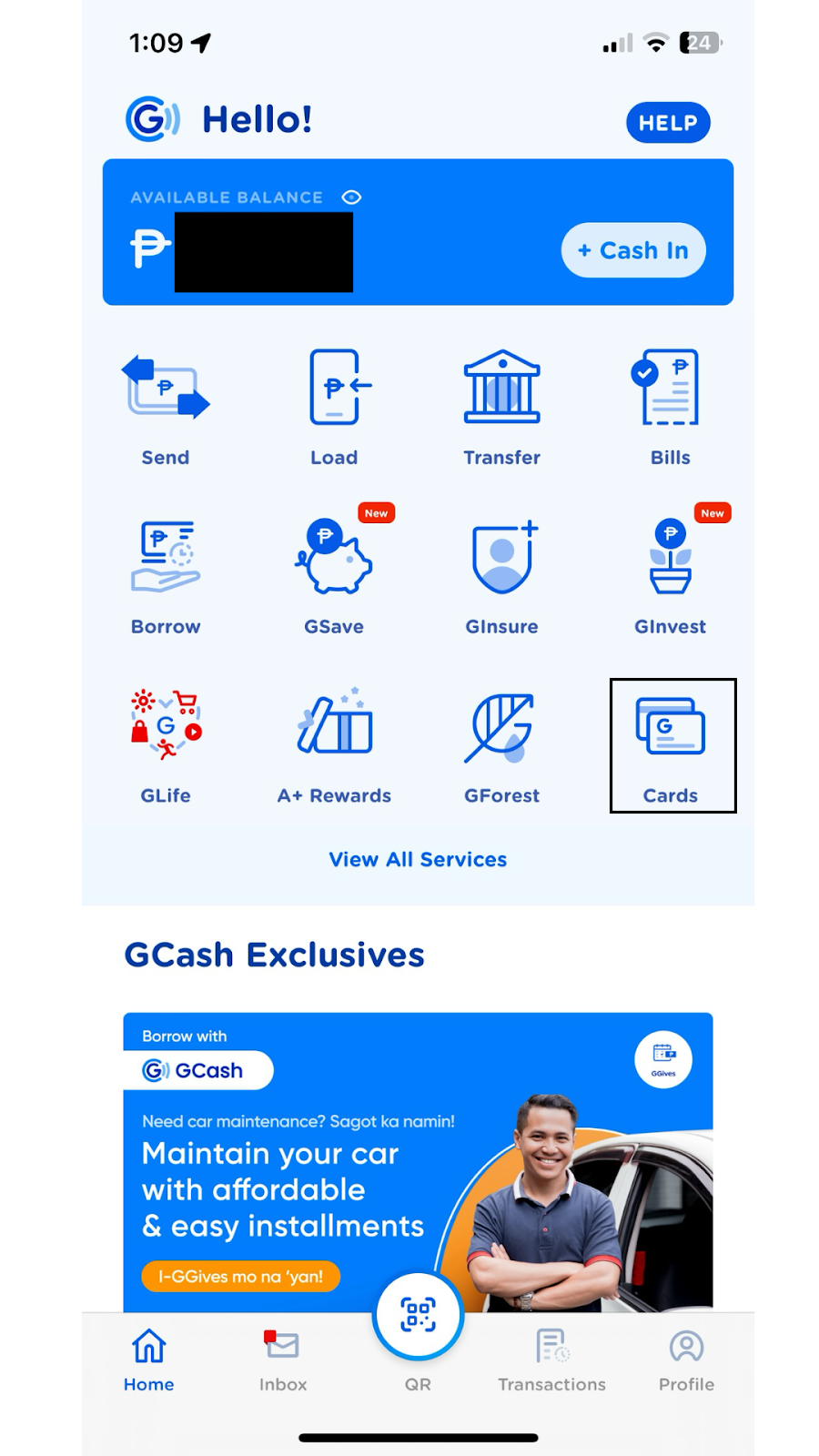 GCash App Homepage