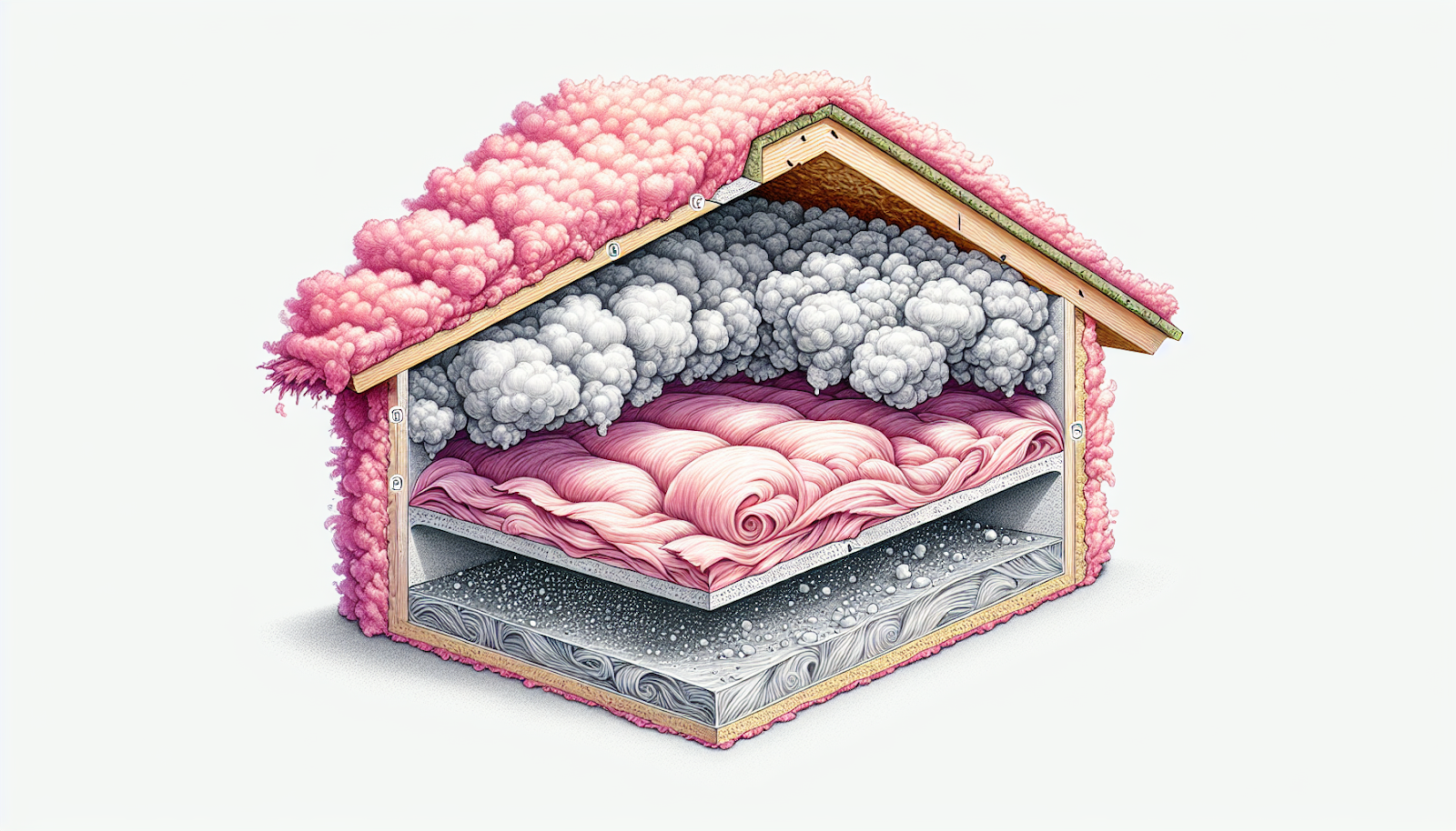 Various types of attic insulation materials