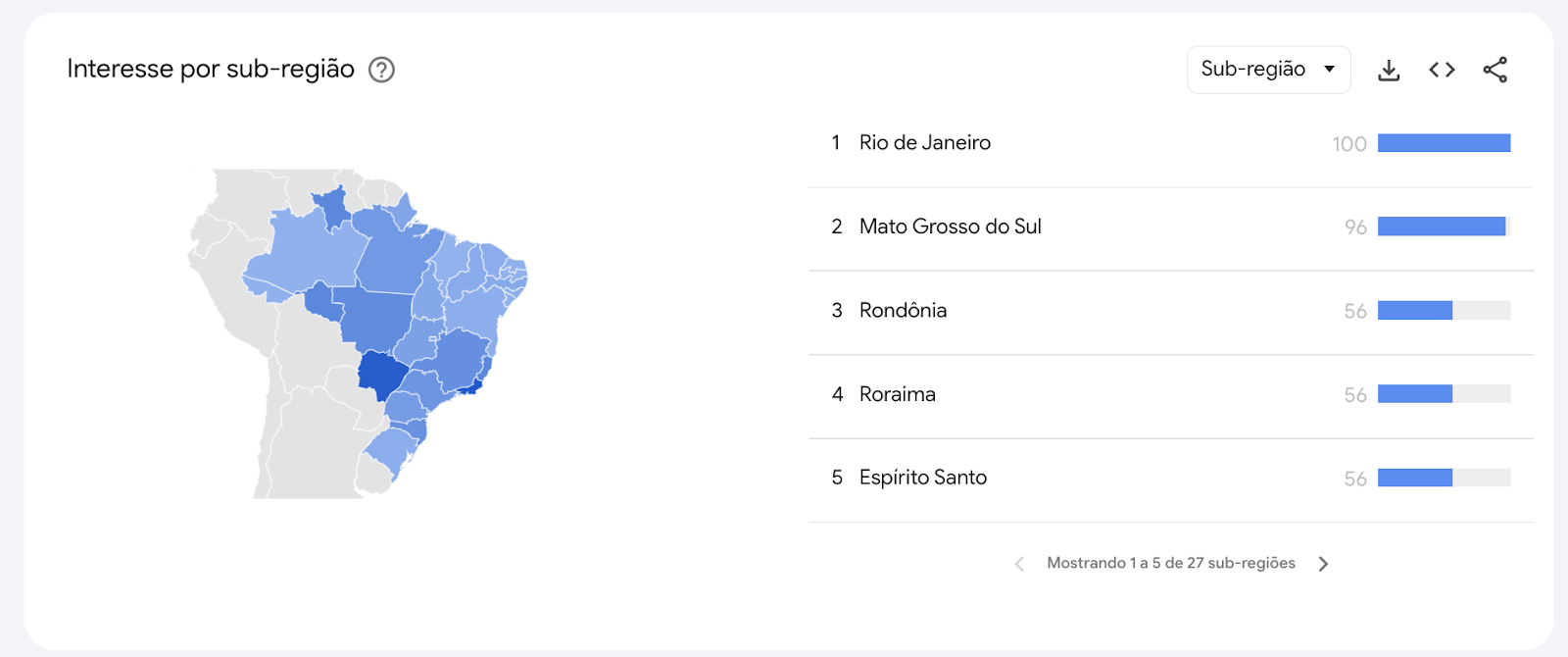 O que é Google Trends: interesse de pesquisa por região