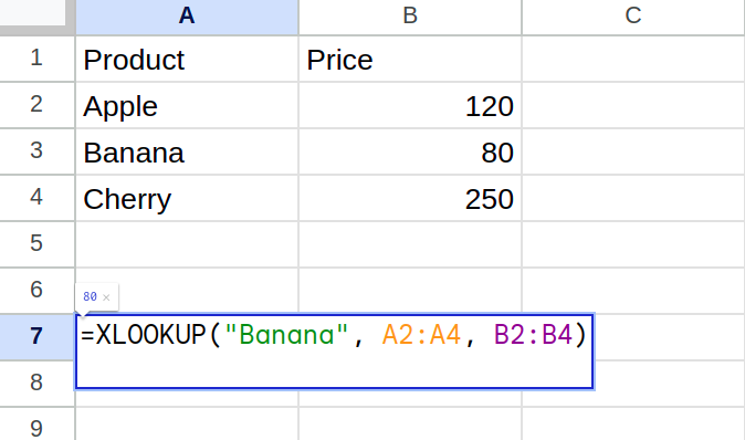 XLOOKUP formula