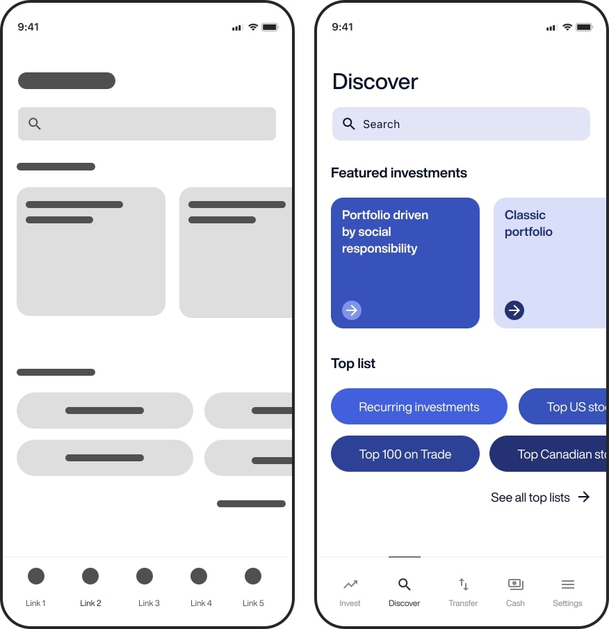 High-fidelity vs. low-fidelity wireframe