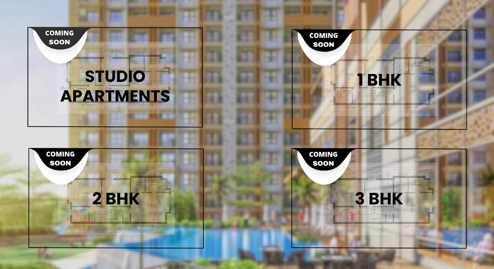 The launch tower will offer you a Studio flat, 1 BHK, 2 BHK, and 3 BHK flats you.