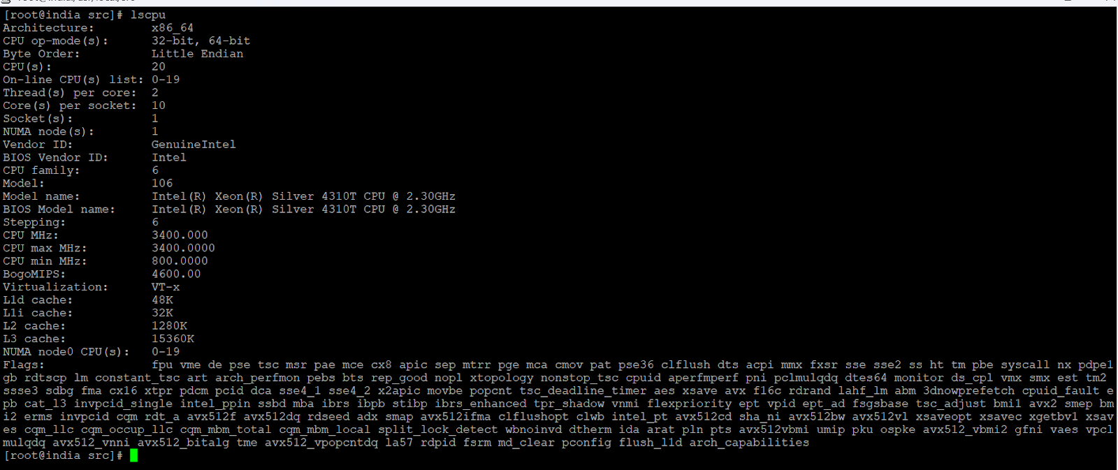 lscpu - Display CPU Information