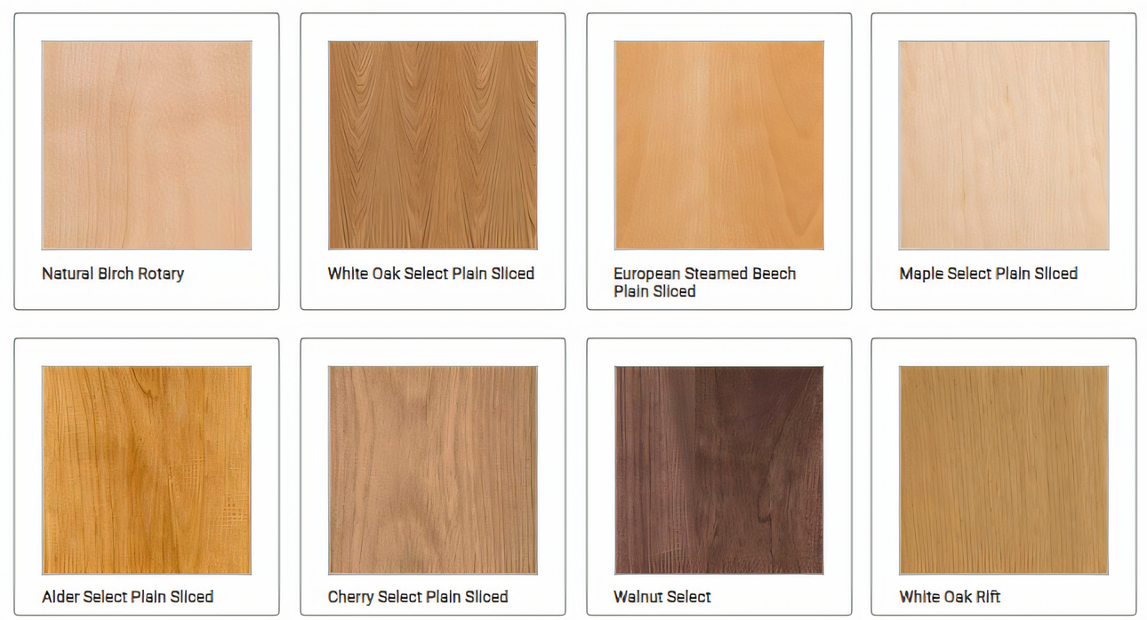 wood species for veneer wood cabinet doors