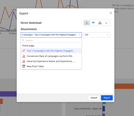 Export to File Attachment Options