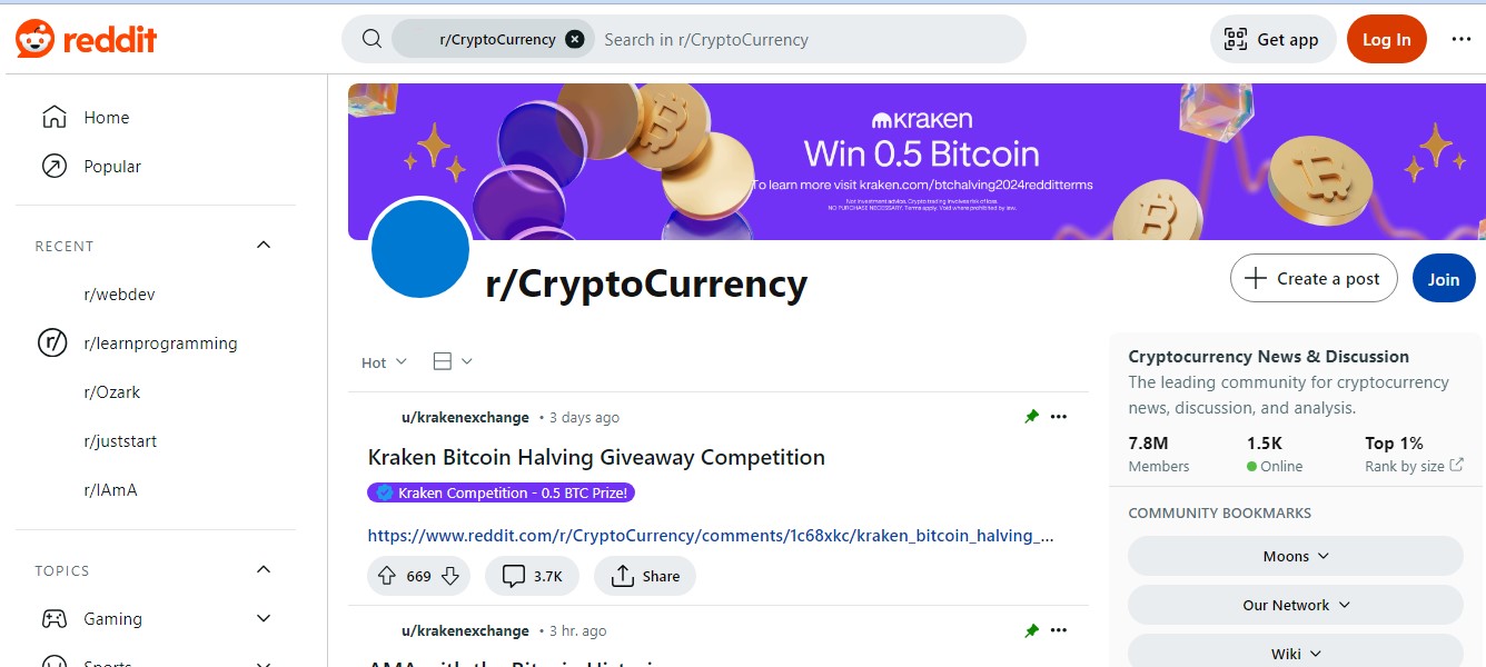 Reddit homepage