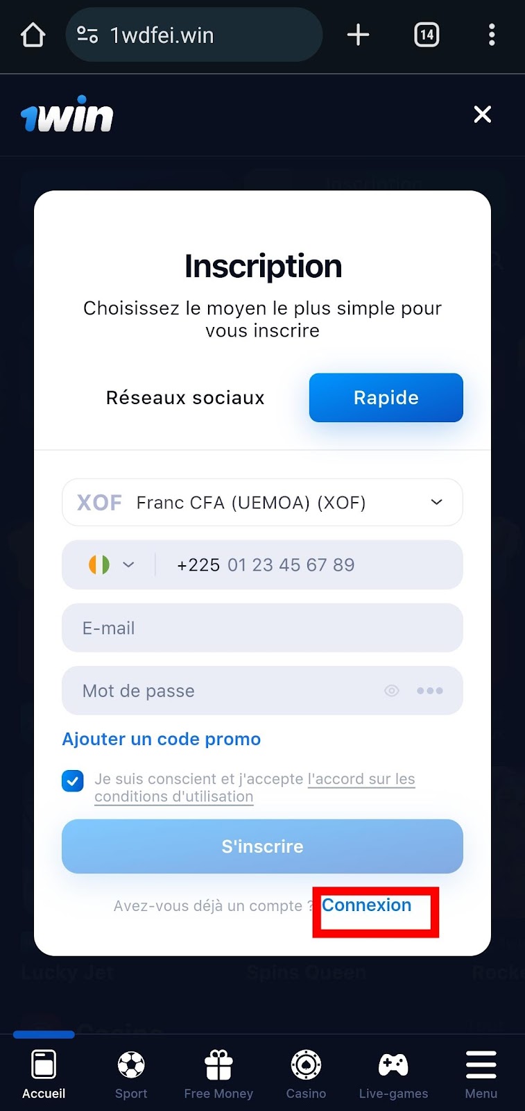 1win Connexion : se connecter à son compte