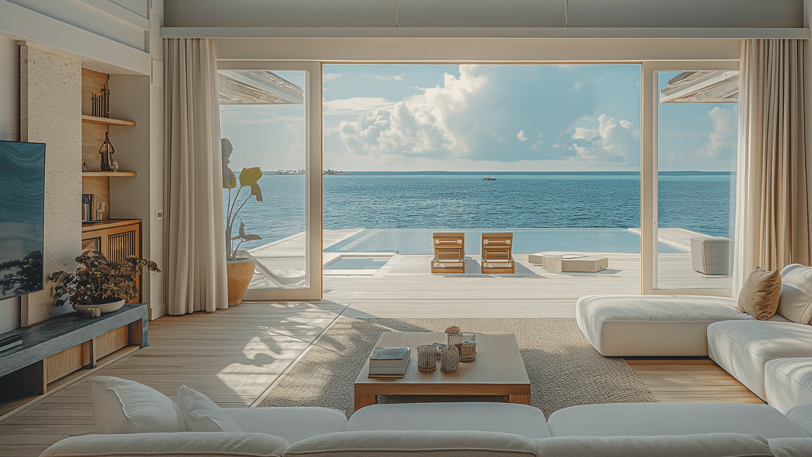 Inside a summer home rental in the Maldives