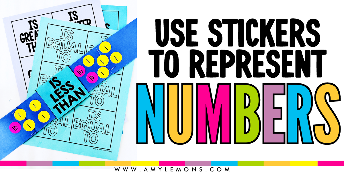 Free comparing numbers math hat using stickers as visual aids for math equations.