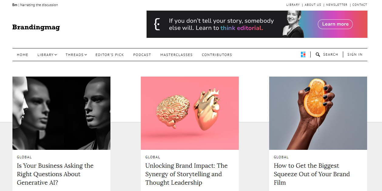 Homepage of Brandingmag - one of the best blogs on branding