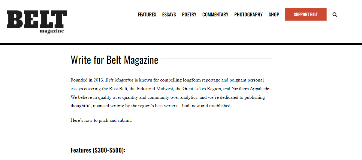 Write for Belt Magazine - Web Page