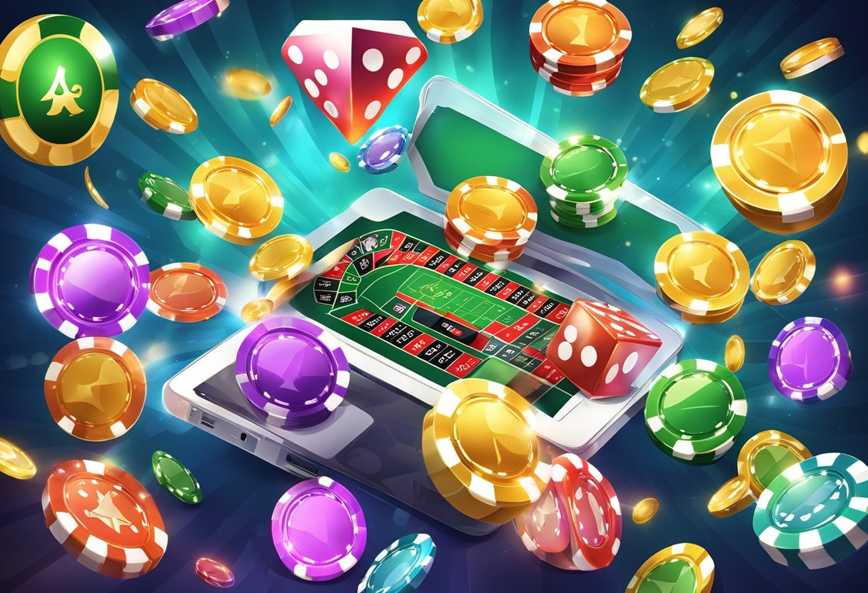 A colorful array of online casino games, bonuses, and security features