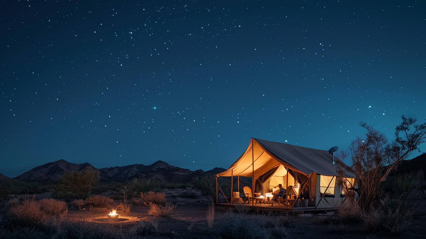 A starlit night at a glamping site in Arizona