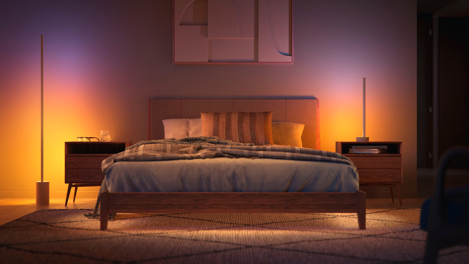 An image of a good bedroom set up and lightning