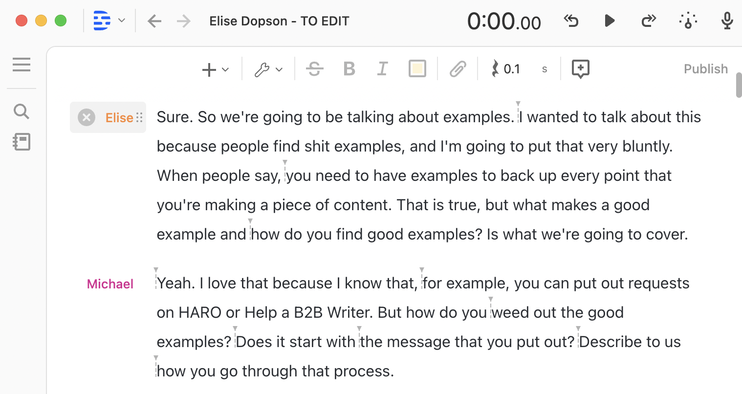 Automatic Transcription & Show Notes feature of Descript