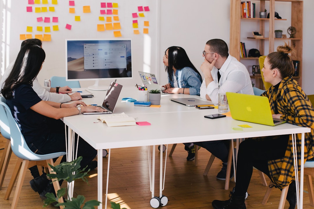 A group of people having a meeting.