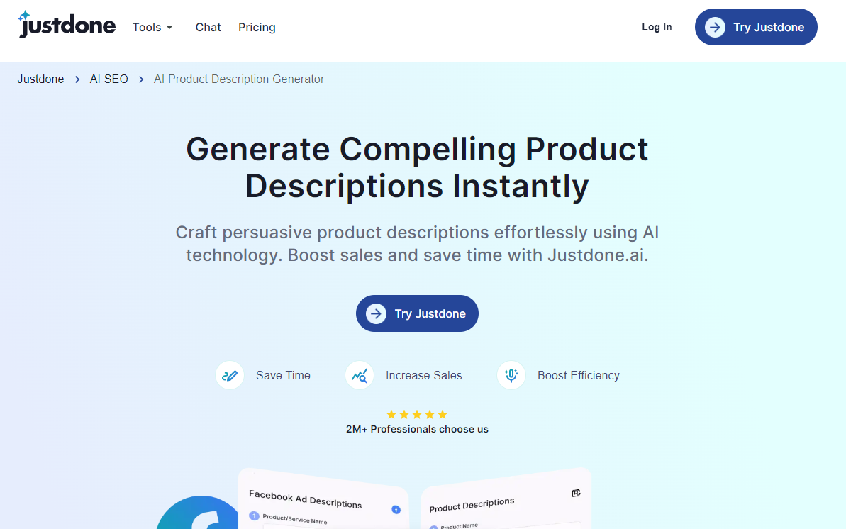 JustDone.ai Product Description Generator