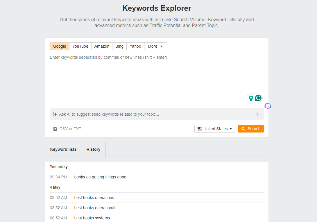 Ahrefs: Keywords Explorer