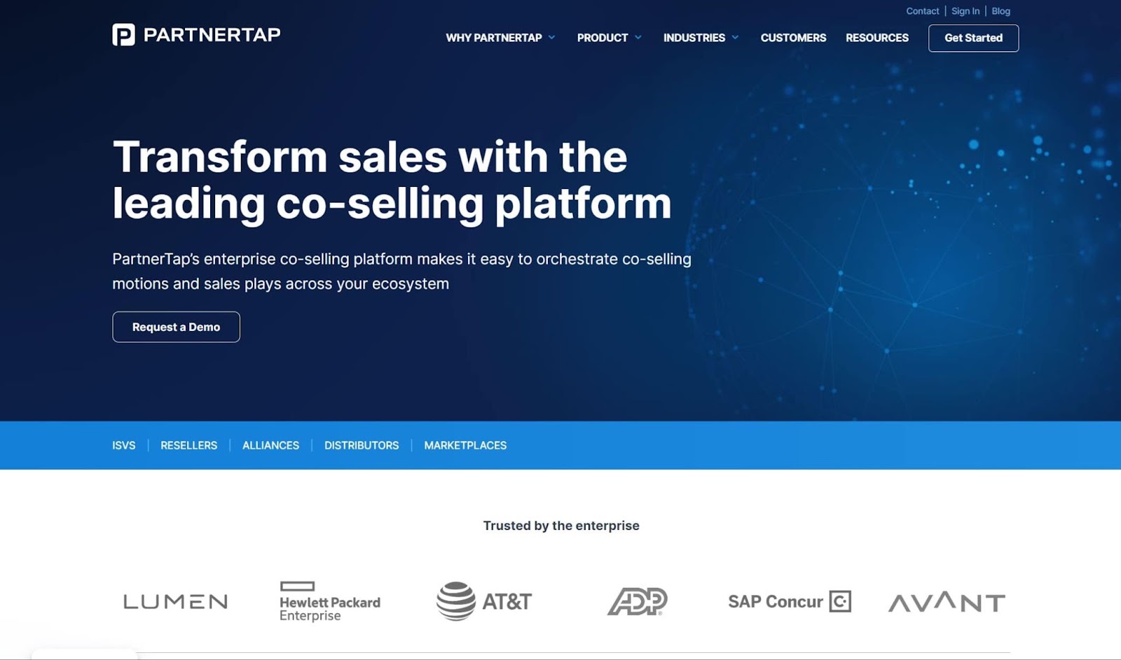 Screenshot of PartnerTap website