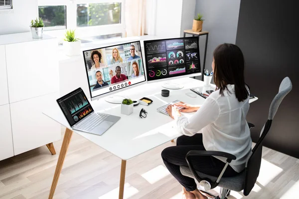 Office workstation with dual monitors for increased productivity