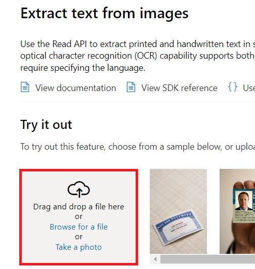 upload images to extract text