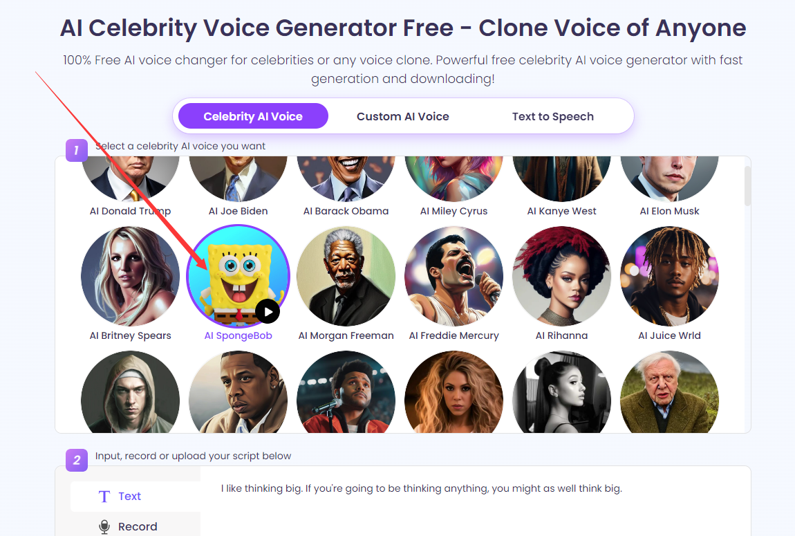 Vidnoz AI Voice Generator – Realistic Spongebob AI Voice Output