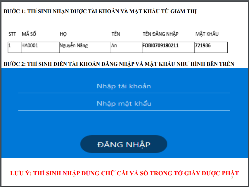 Hướng dẫn đăng nhập tài khoản thi VSTEP