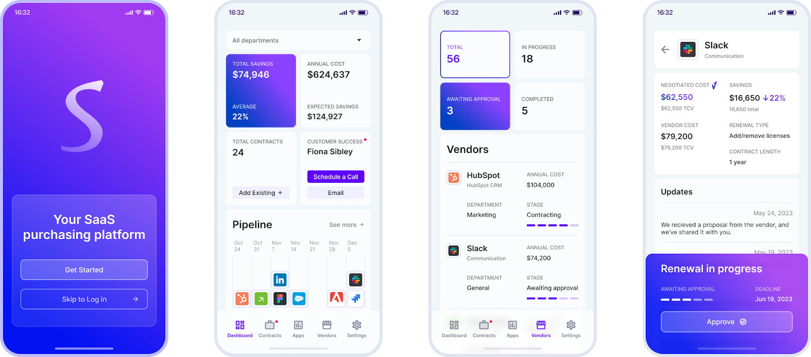 SaaS purchasing app wireframe