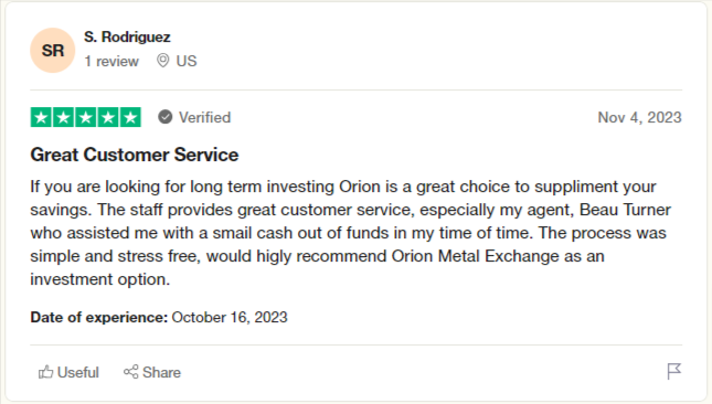 Orion Metal Exchange reviews on Trustpilot