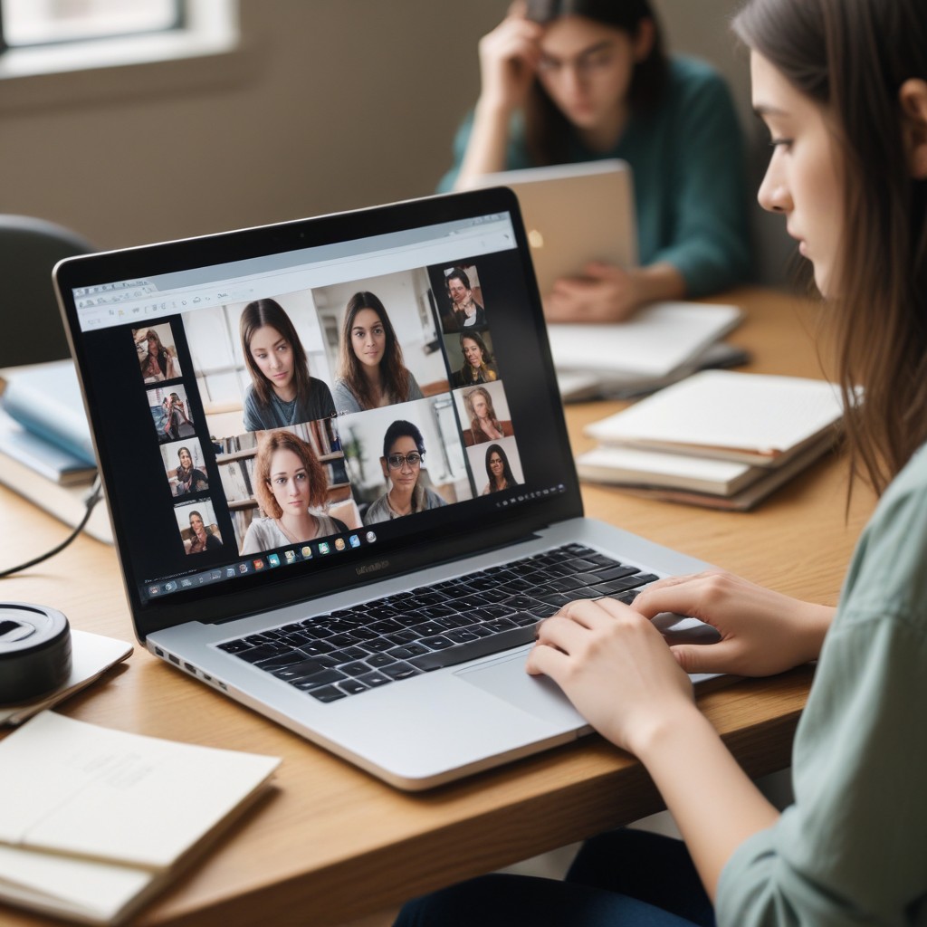 Girl searching for ways to get help online  fast 