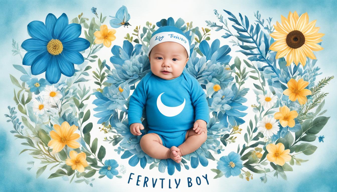 Create an image that depicts the journey towards manifesting a baby boy, with various lifestyle changes and techniques such as diet modifications, exercise routines, meditation practices, and positive affirmations. Show the process of releasing negative energy and beliefs, and embracing a mindset of abundance and positivity. Incorporate symbols of fertility and masculinity, such as blue colors, flowers, and strong trees. Show the importance of having a supportive network of loved ones and healthcare professionals throughout the journey. Avoid any gender stereotypes or traditional gender roles in the image.