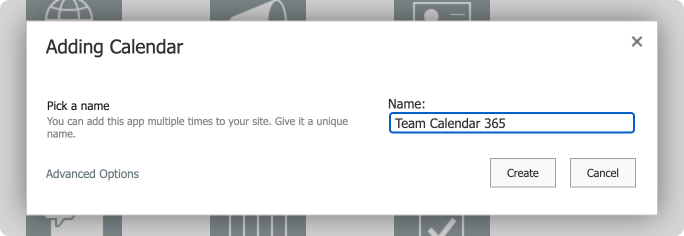 Name your calendar and click “Create”.
