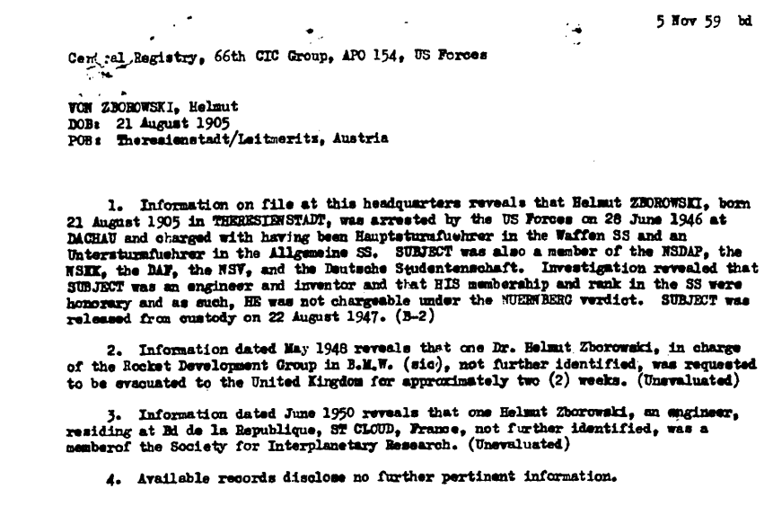 r/UFOB - Zborowski WW2 - note interest in "Interplanetary Research"