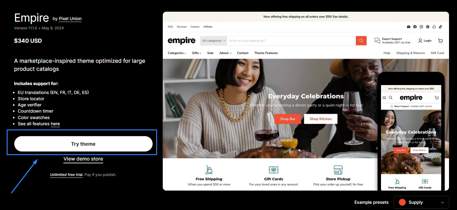 How to Customize the Theme shopify empire 1