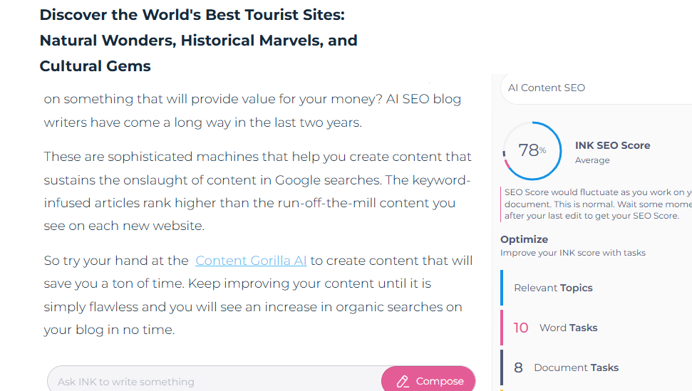 INKforAll AI content SEO screenshot