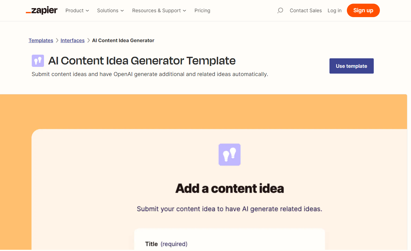 Zapier's AI Content Idea Generator