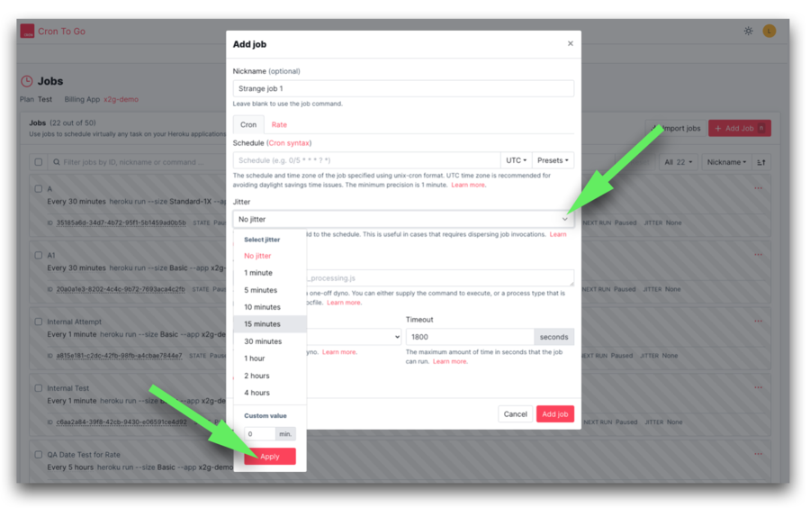 cron to go jitter feature