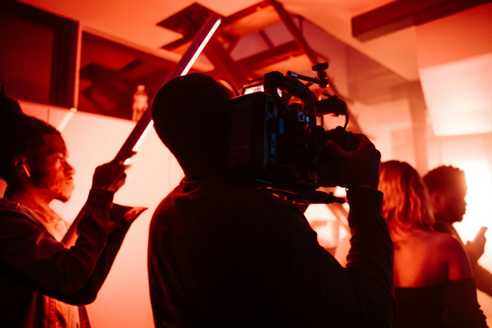 Stock image of videographer in shooting