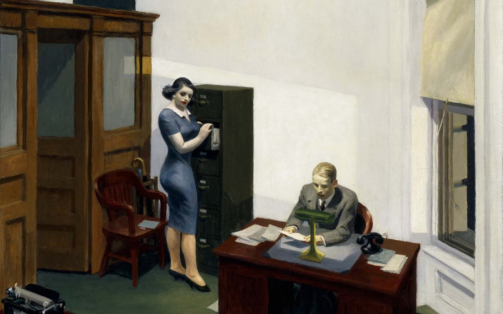 "Office at Night," 1940 by Edward Hopper. Walker Art Center in Minneapolis, Minnesota