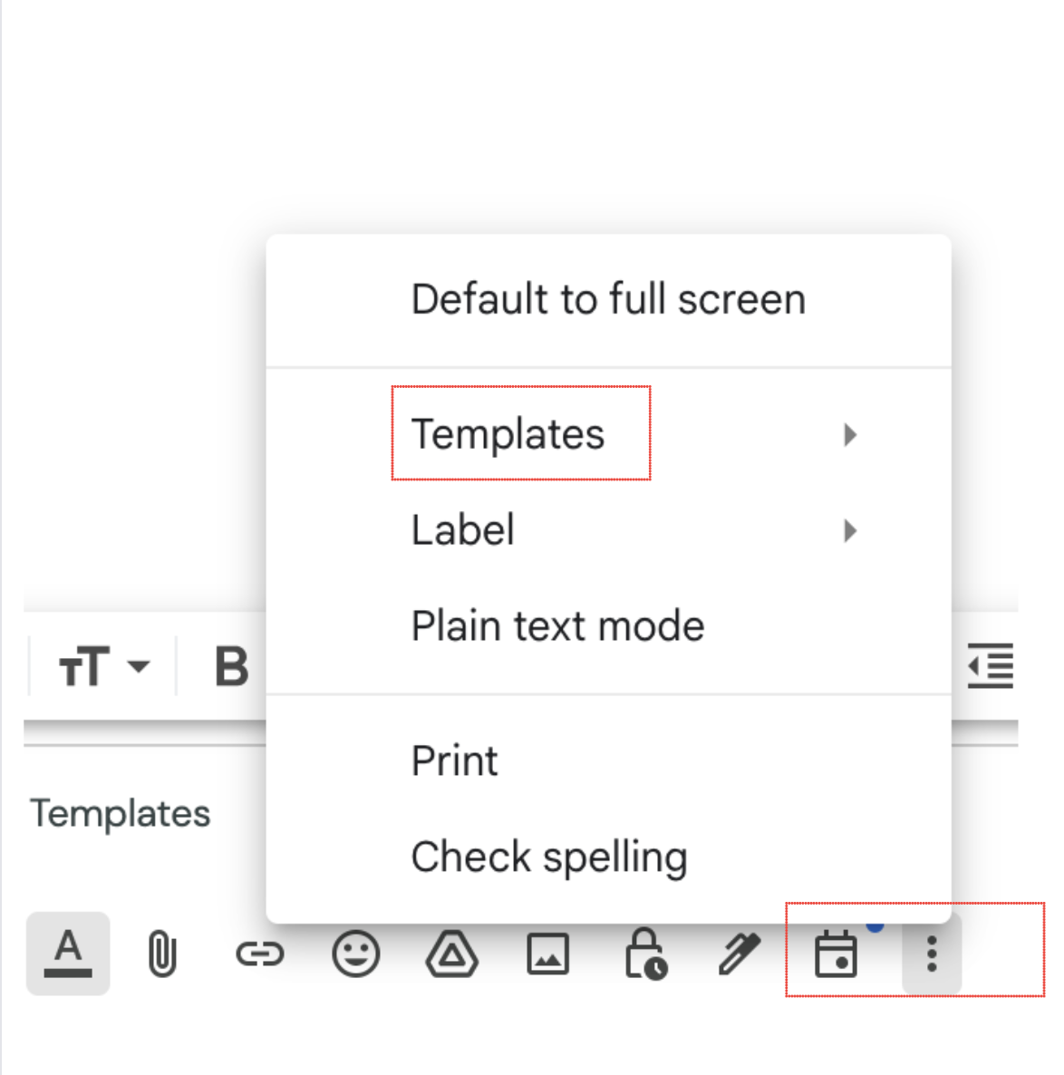 Templates option in Gmail