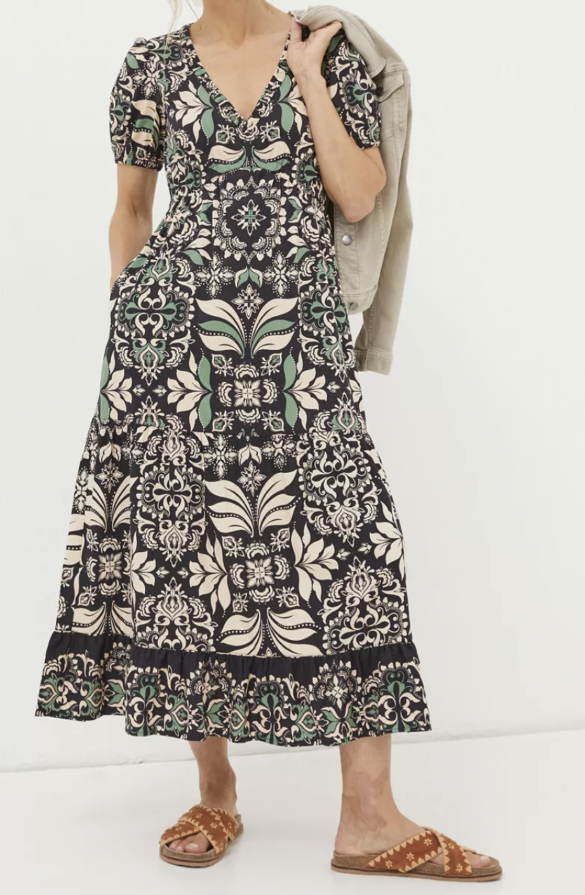 Priya Mosaic Leaf Midi Dress at Macy’s, boho dresses